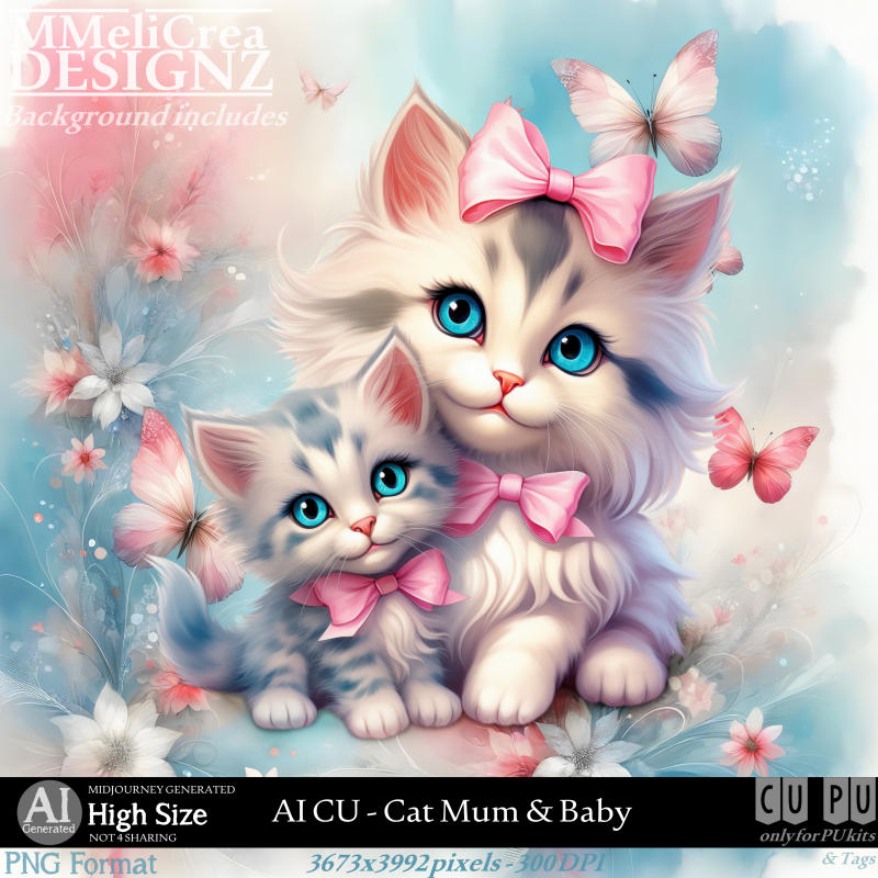 AI - CU Cat Mum & Baby (CU4PU/PNG) - Click Image to Close